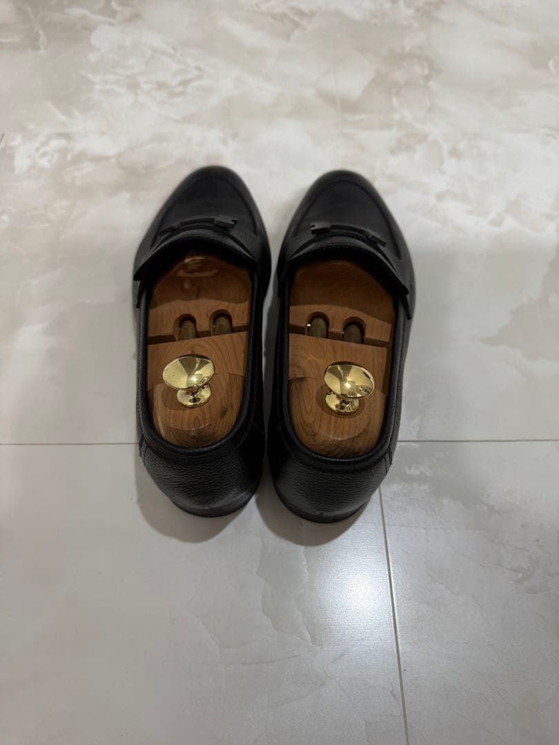 【超美品】エルメス モカシン 黒バックル　39 1/2