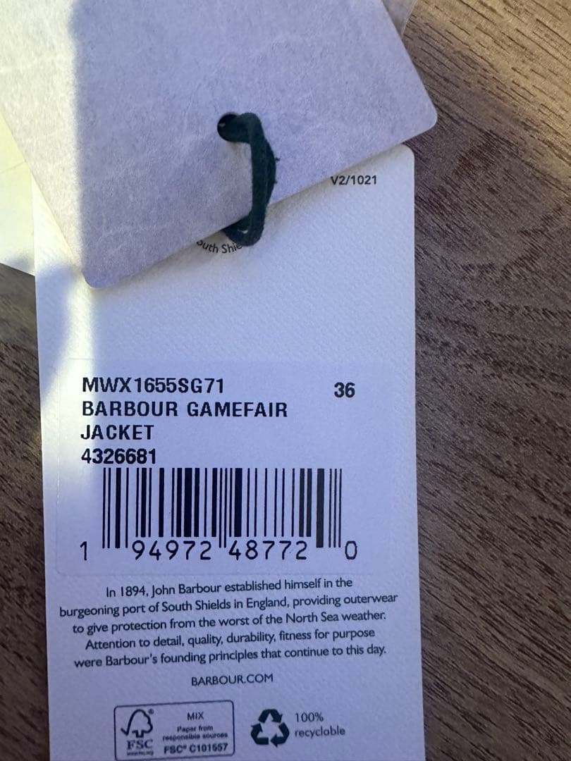 【BARBOUR（バブアー）】GAMEFAIR JACKET ダークグリーン