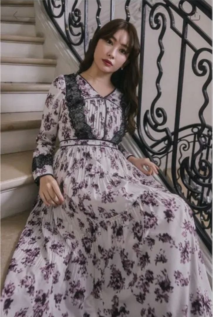 ワンピース Grasse Floral Pleated Dress M