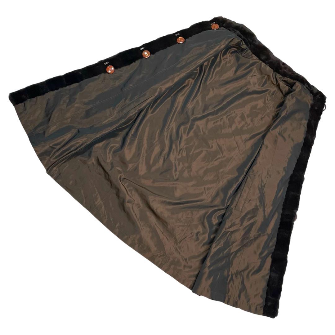 総丈97 フード付 ミンクシェアード リアルファーロングコート XL ブラック