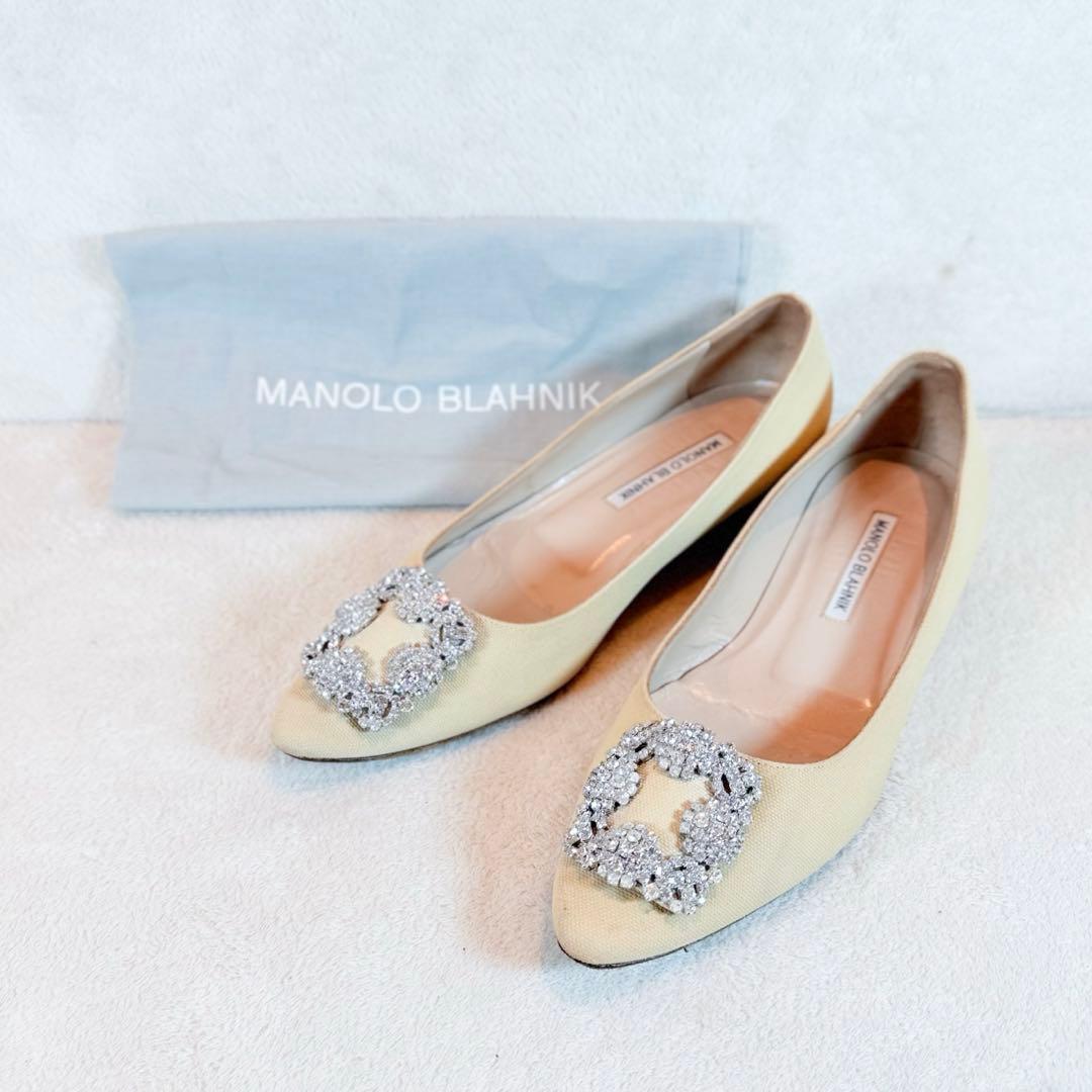 マノロブラニク ハンギシ パンプス フラットシューズ ベージュ 25cm