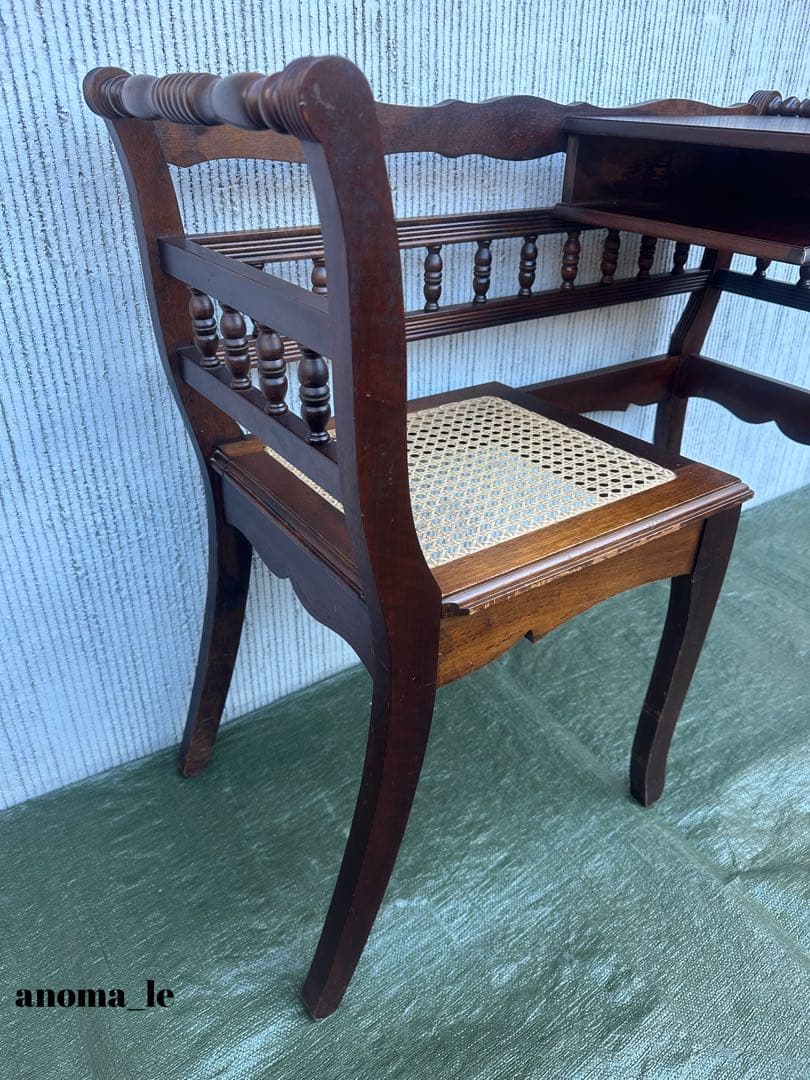 3007【テレフォンベンチ】木製　ベンチ　収納棚　花台　飾り台　アンティーク