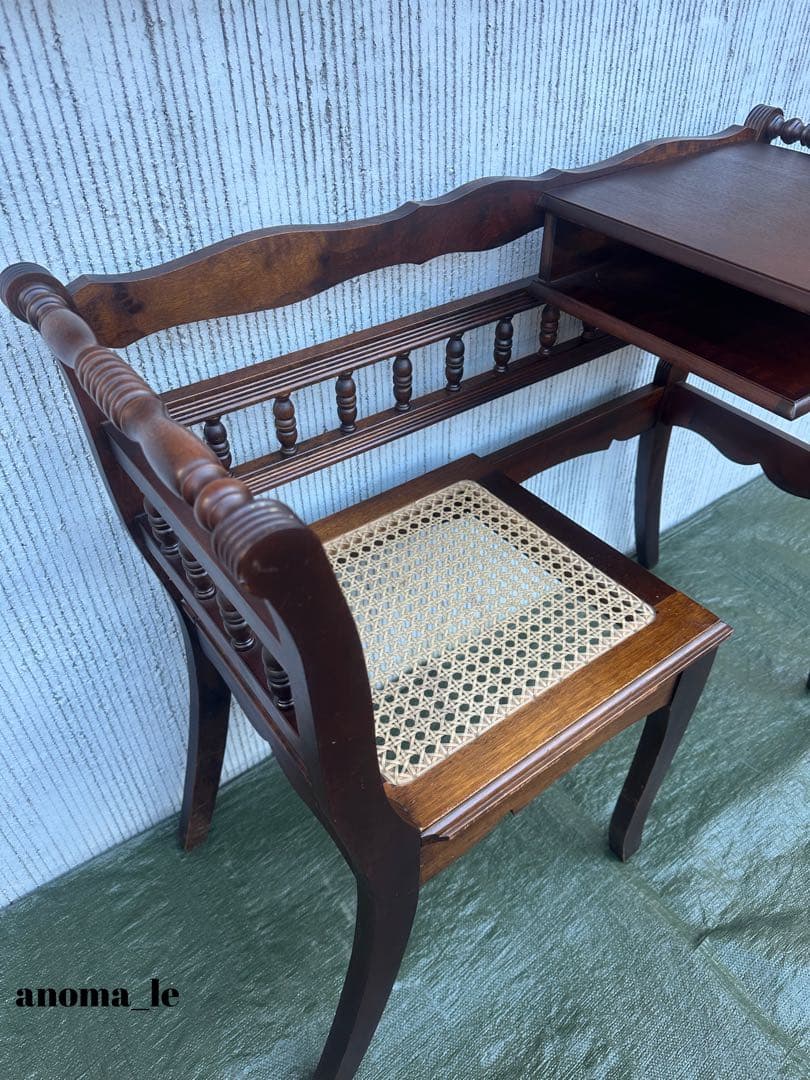 3007【テレフォンベンチ】木製　ベンチ　収納棚　花台　飾り台　アンティーク