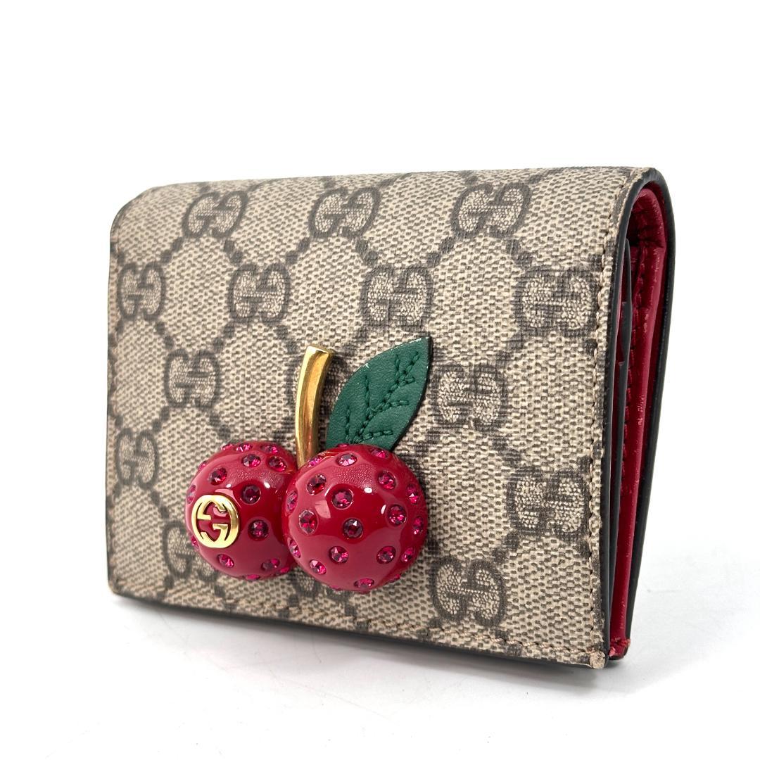 GUCCI グッチ チェリー 折り財布GGスプリーム/チェリーウォレット