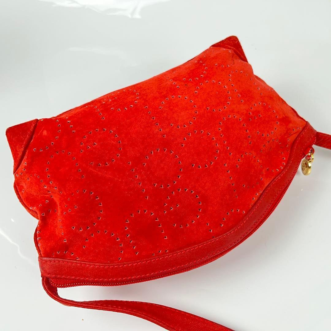 【極美品】GUCCIグッチ スエード ショルダーバッグ レッド GG柄 斜めがけ