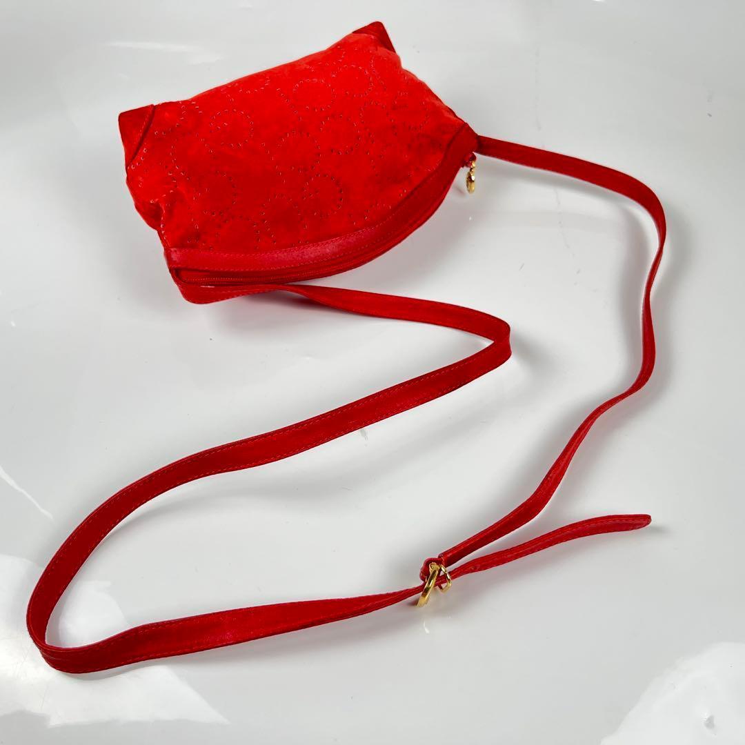 【極美品】GUCCIグッチ スエード ショルダーバッグ レッド GG柄 斜めがけ