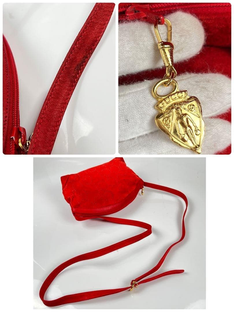 【極美品】GUCCIグッチ スエード ショルダーバッグ レッド GG柄 斜めがけ