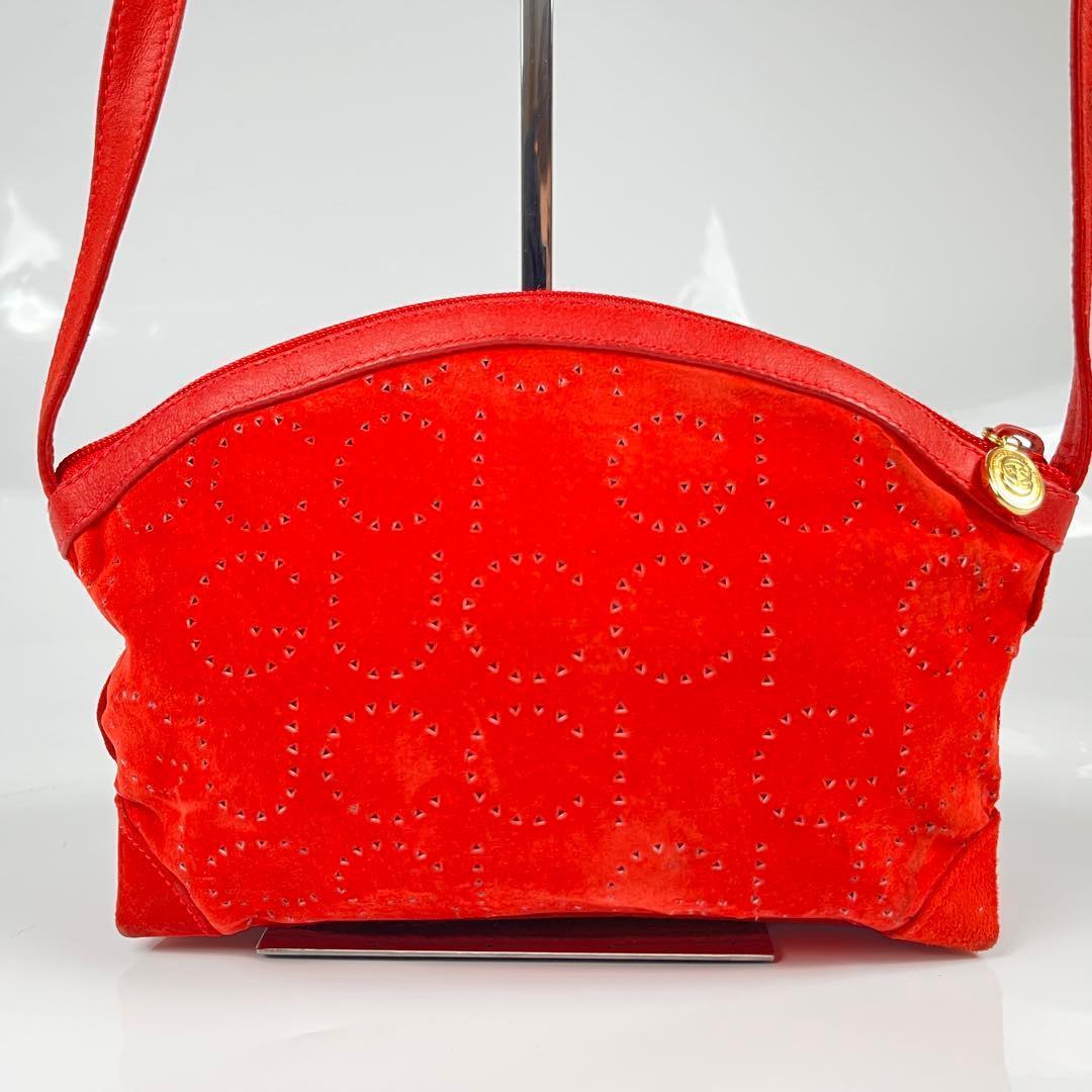 【極美品】GUCCIグッチ スエード ショルダーバッグ レッド GG柄 斜めがけ