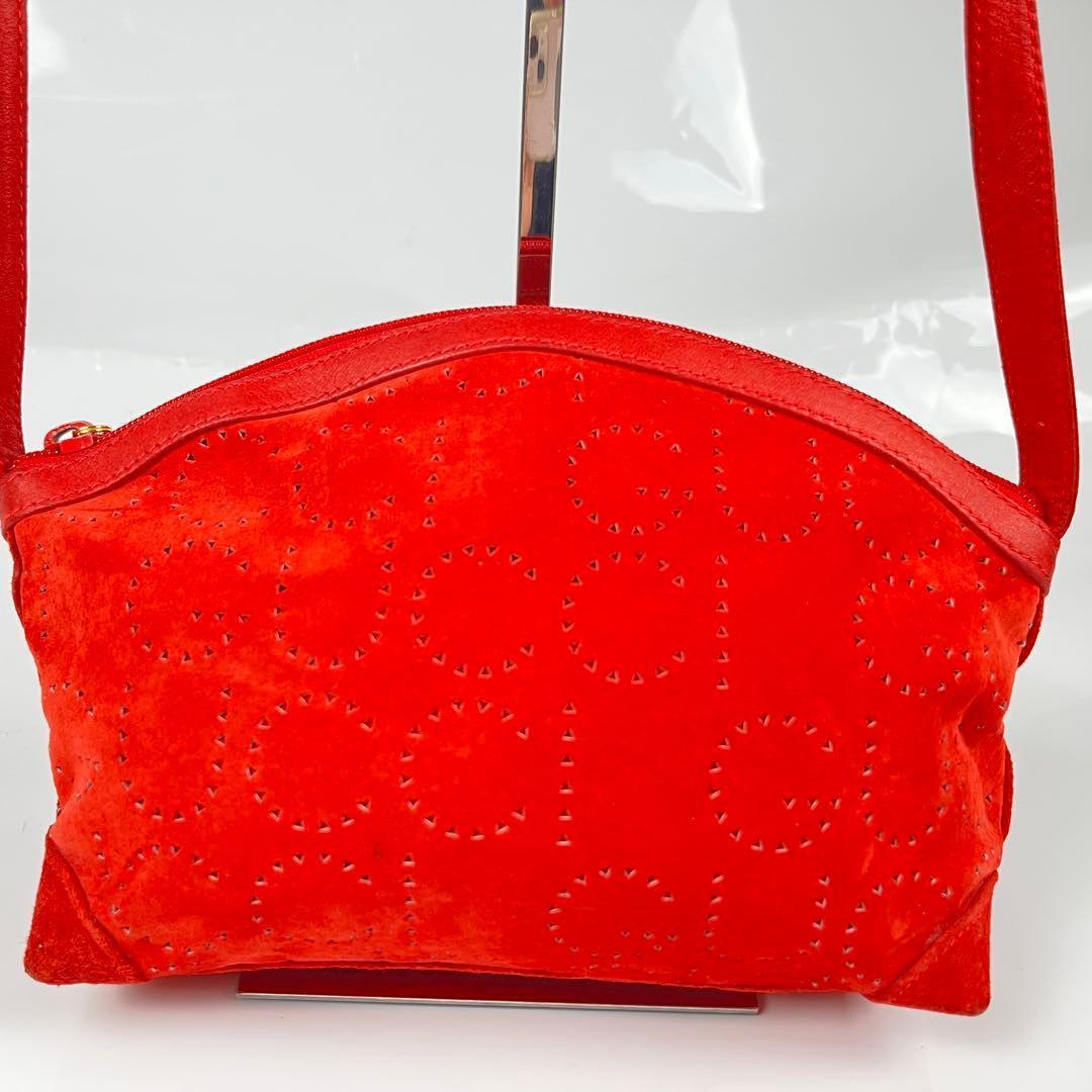 【極美品】GUCCIグッチ スエード ショルダーバッグ レッド GG柄 斜めがけ