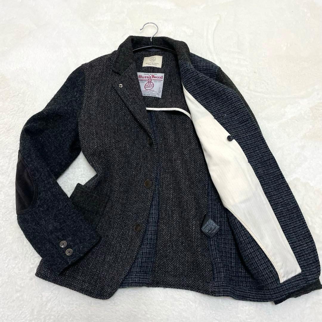 【美品】BEAUTY＆YOUTHハリスツイードクレージーパターンジャケットS