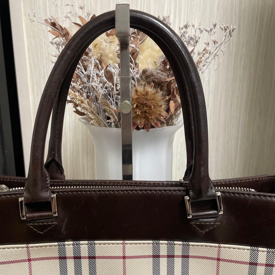 Burberry バーバリー　トートバッグ　ノバチェック　レザー　ロゴプレート