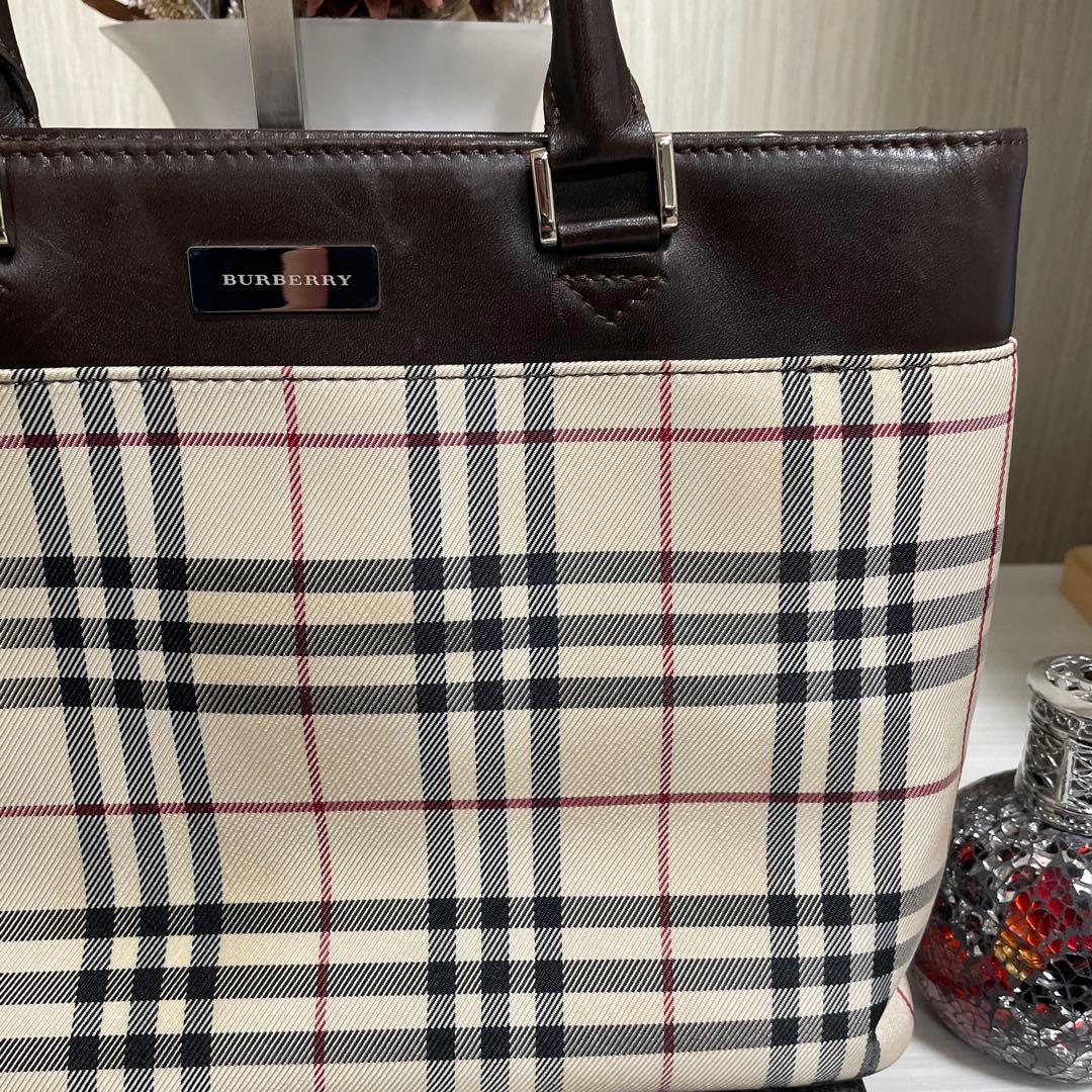 Burberry バーバリー　トートバッグ　ノバチェック　レザー　ロゴプレート