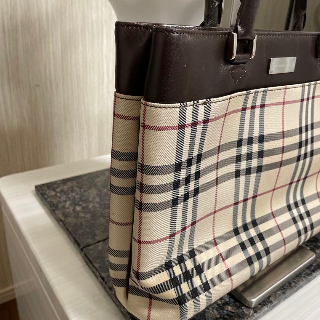 Burberry バーバリー　トートバッグ　ノバチェック　レザー　ロゴプレート