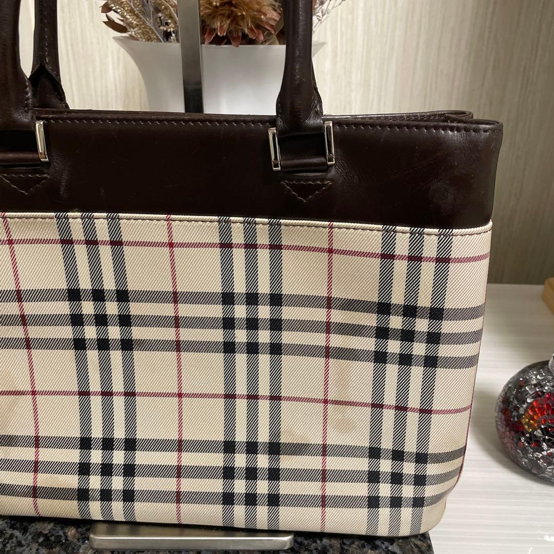 Burberry バーバリー　トートバッグ　ノバチェック　レザー　ロゴプレート