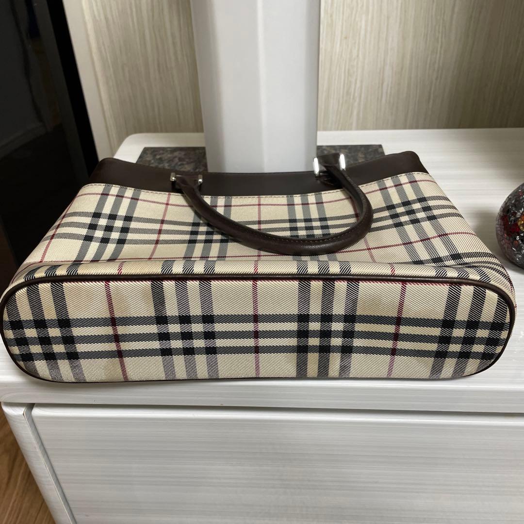 Burberry バーバリー　トートバッグ　ノバチェック　レザー　ロゴプレート