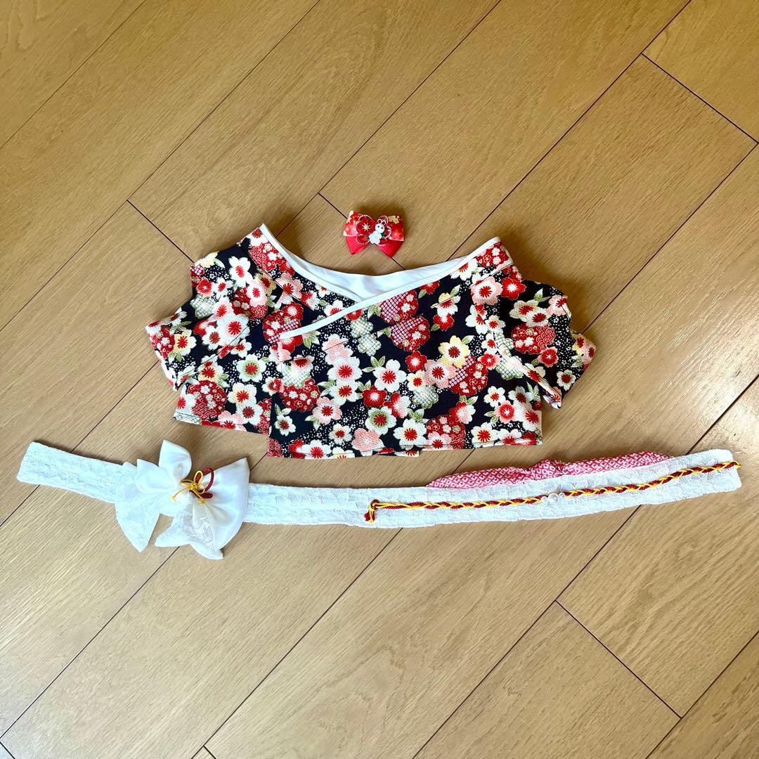 ラボット　服　晴れ着　さくら柄着物と髪飾り(3.0未対応)