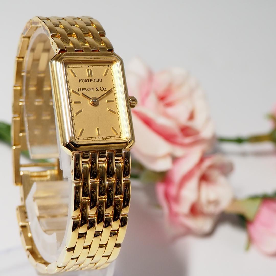 美品 ティファニー TIFFANY ポートフォリオ レディース 腕時計 H505