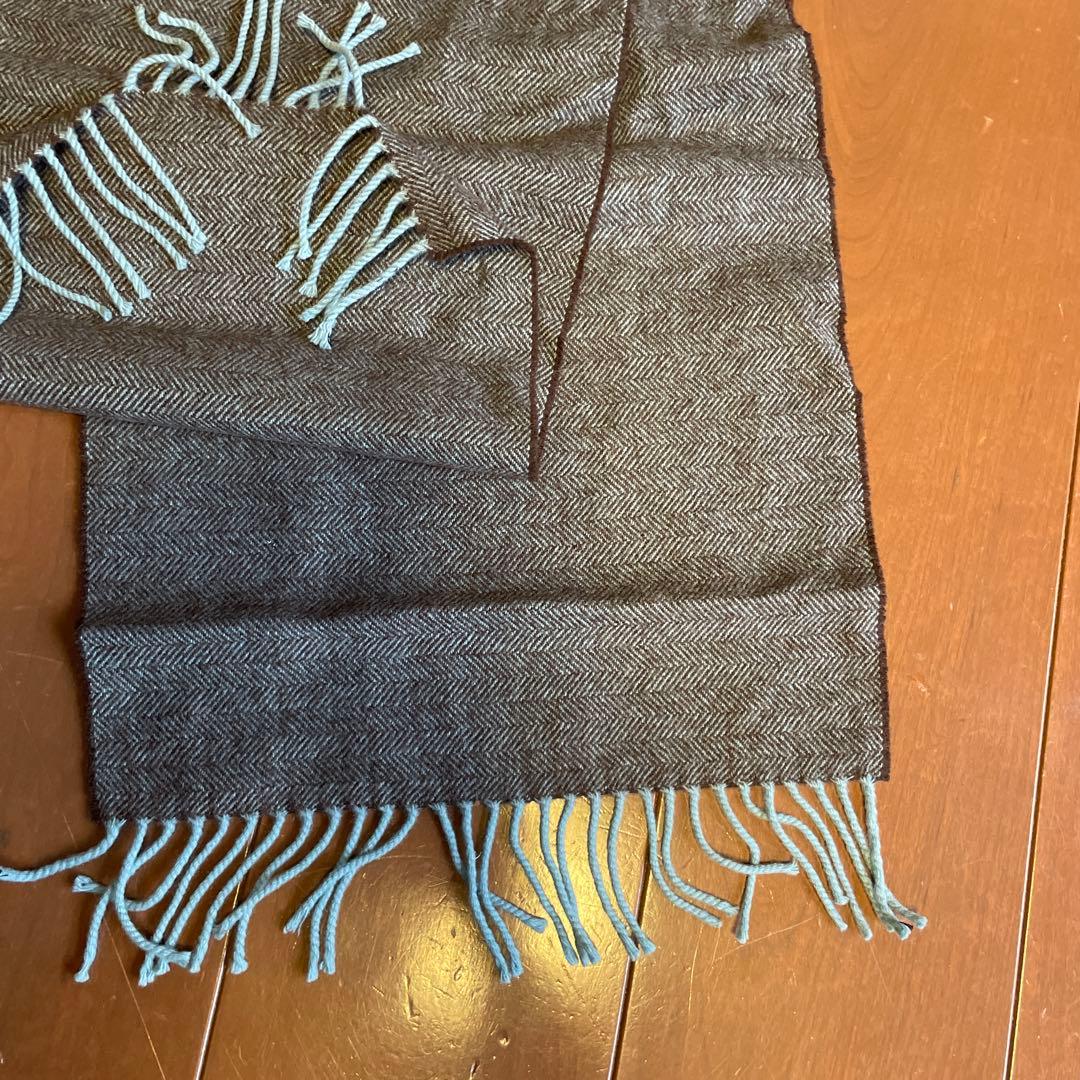 ③ドレイクス DRAKE'S マフラー　カシミア100% グレー基調　未使用品