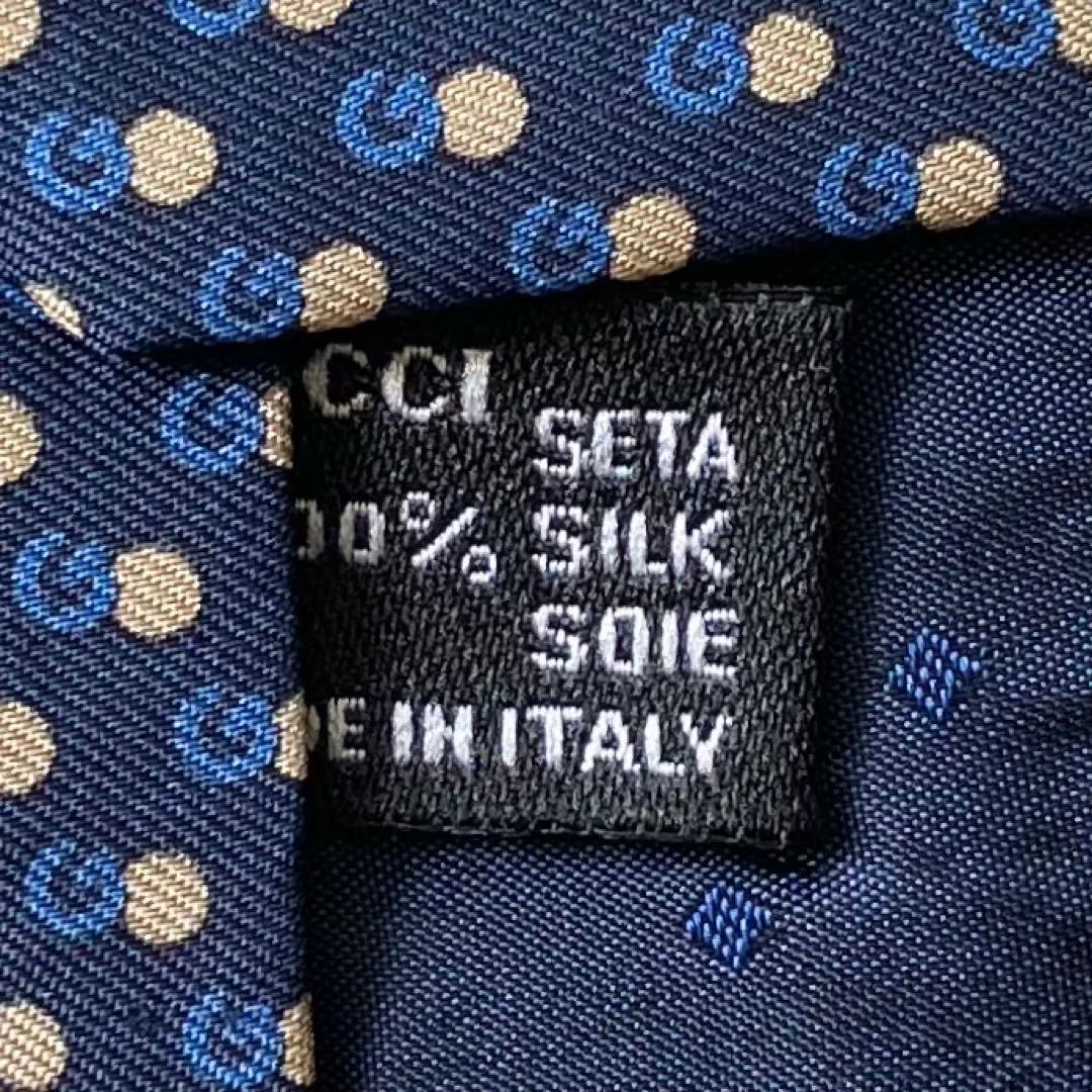タグ付き未使用品 GUCCI G柄 ドット 総柄 ネクタイ ネイビー