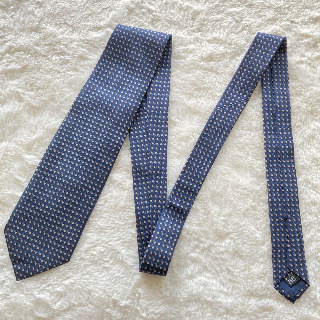 タグ付き未使用品 GUCCI G柄 ドット 総柄 ネクタイ ネイビー