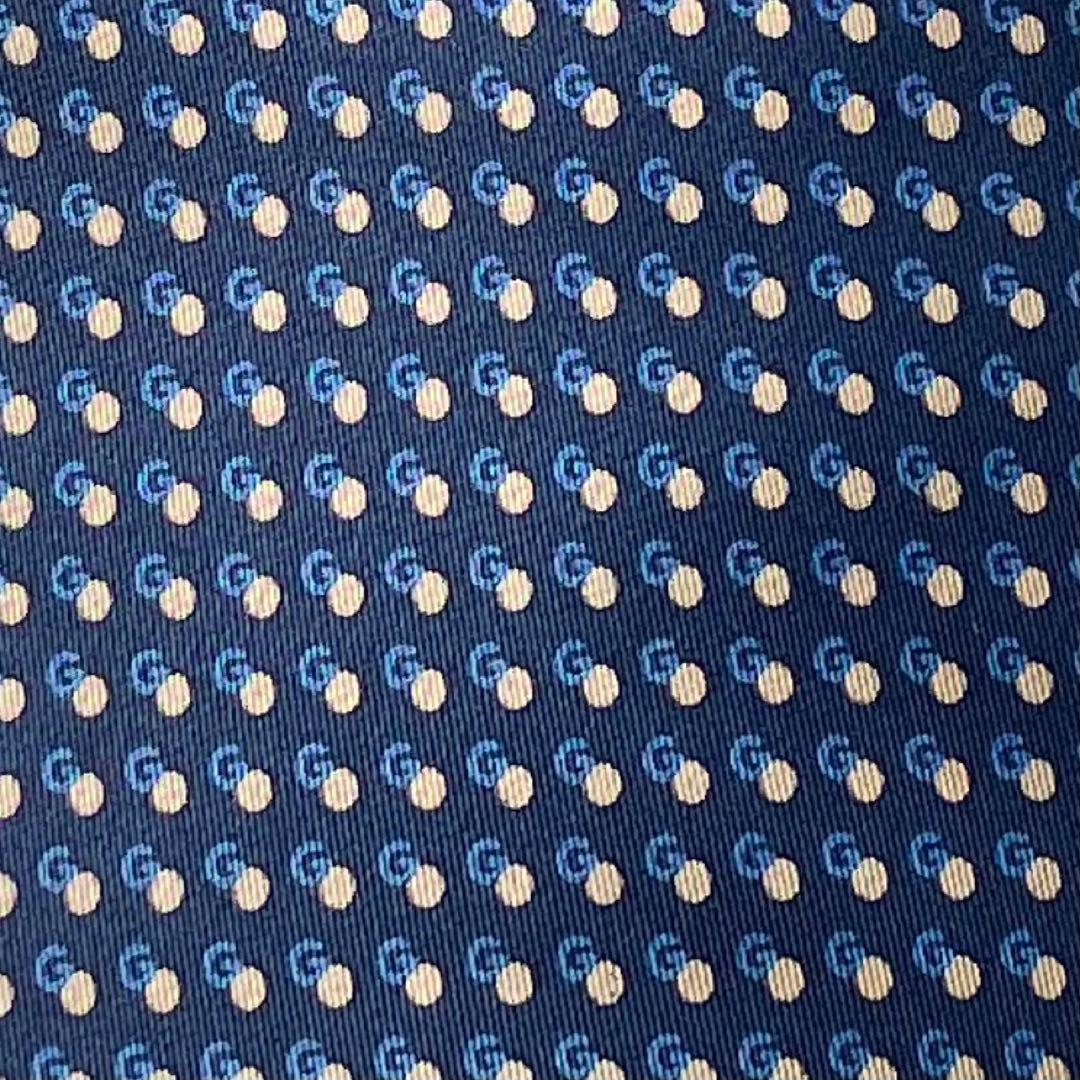 タグ付き未使用品 GUCCI G柄 ドット 総柄 ネクタイ ネイビー