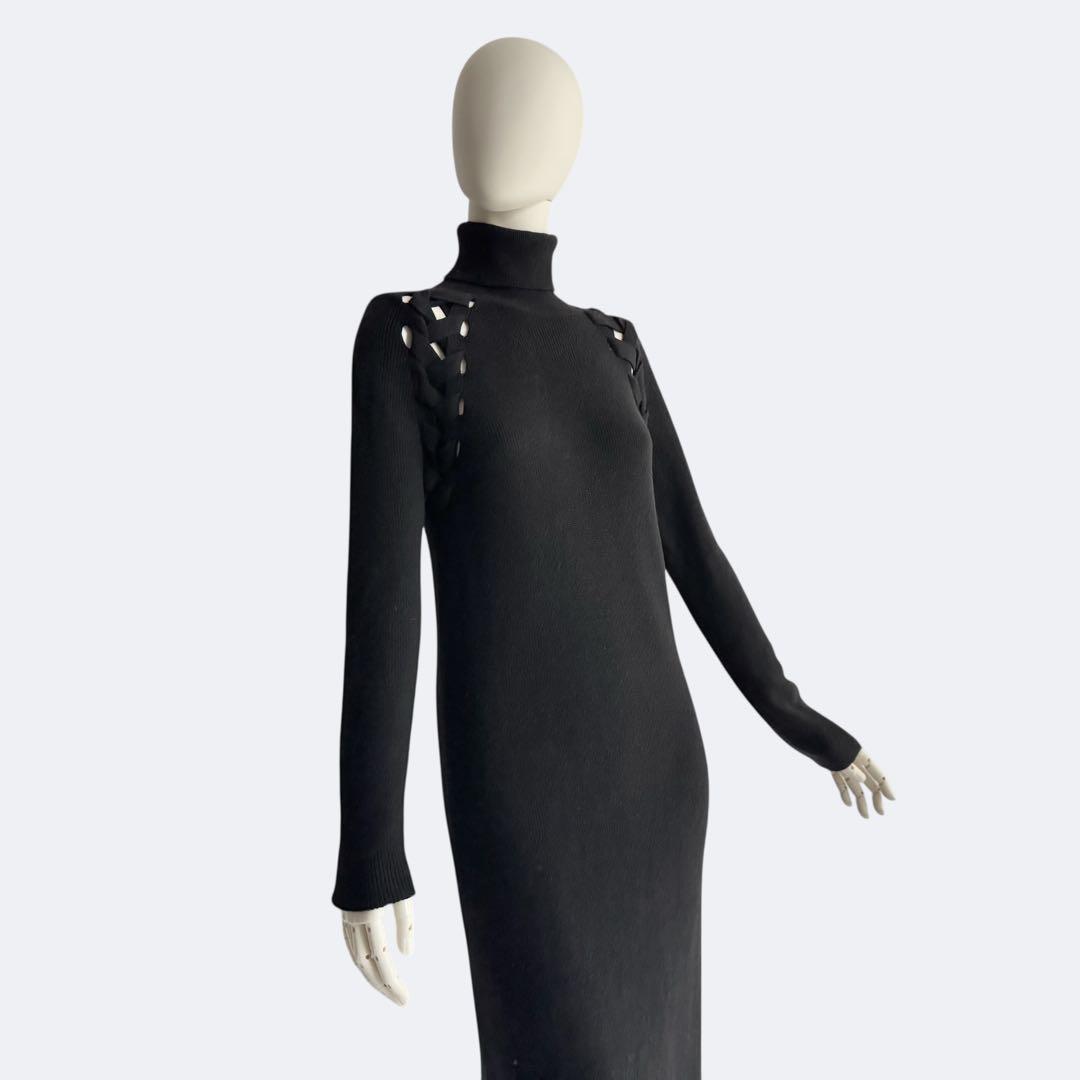 theory luxe セオリー ブラック ニットワンピース タートルネック