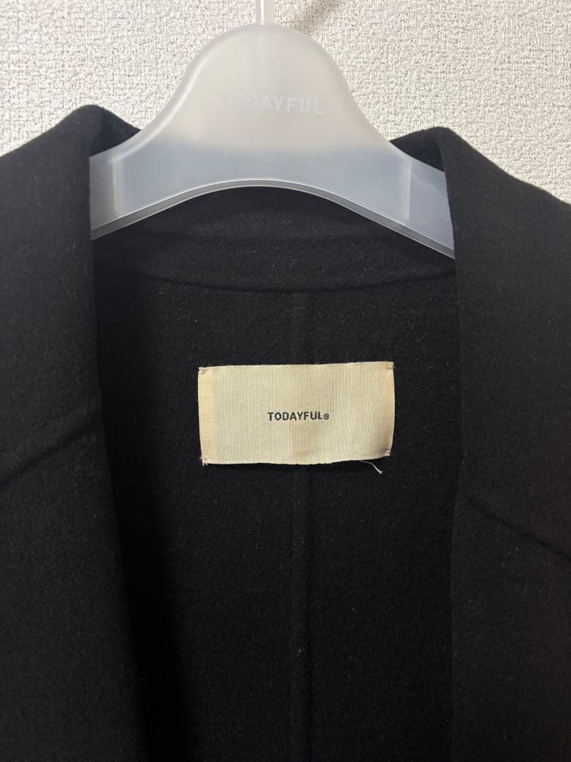 todayful ウールオーバーコート　黒　38
