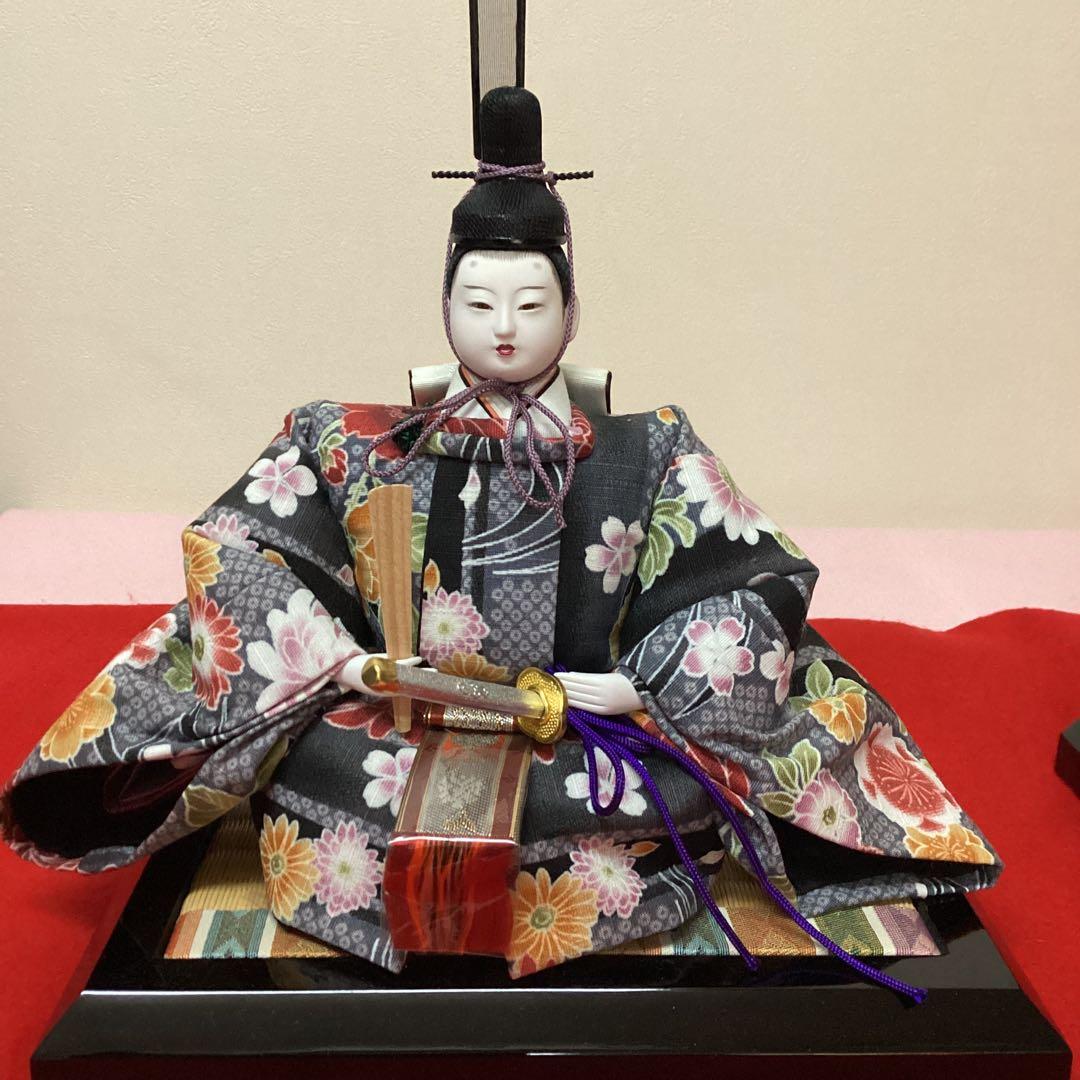 雛人形　親王　ぼんぼり　紅白梅　貝桶　中古品　親王台　毛せん付き