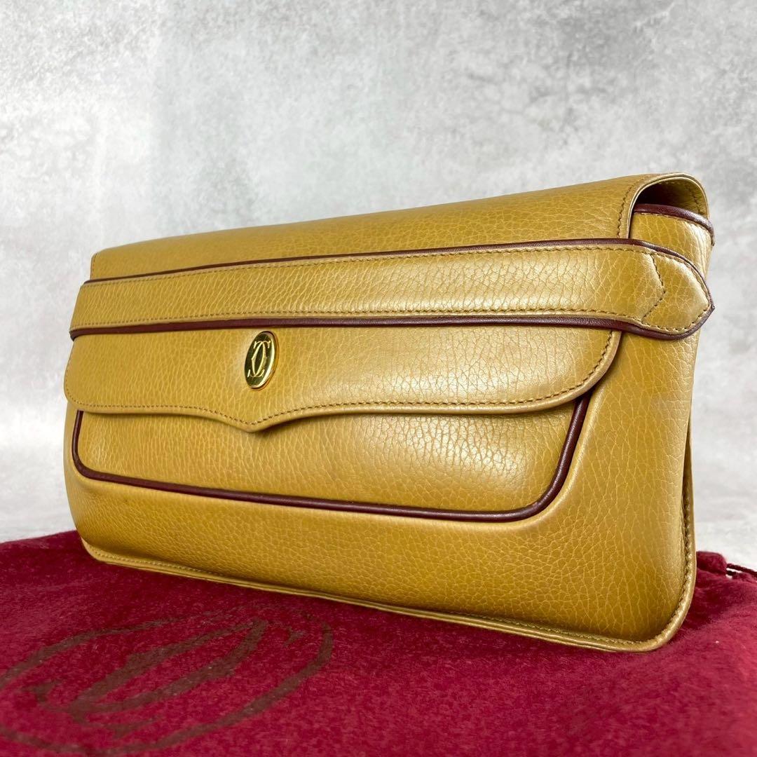 カルティエ マストライン　マスタード　 クラッチバッグ 　 レザー 2way