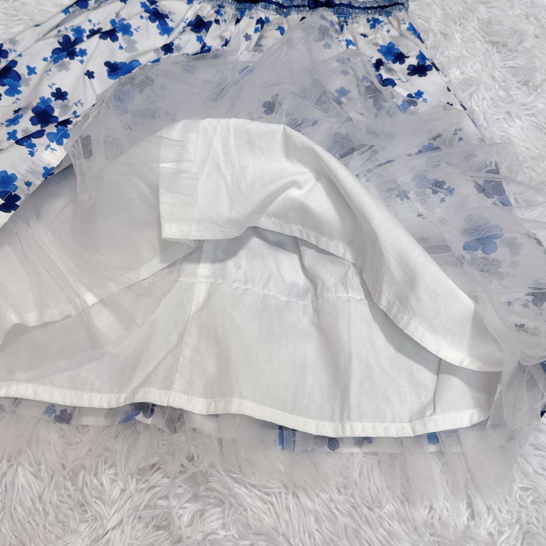 現行✨️MIKIHOUSE ミキハウス 花柄ワンピース チュール フレア 発表会