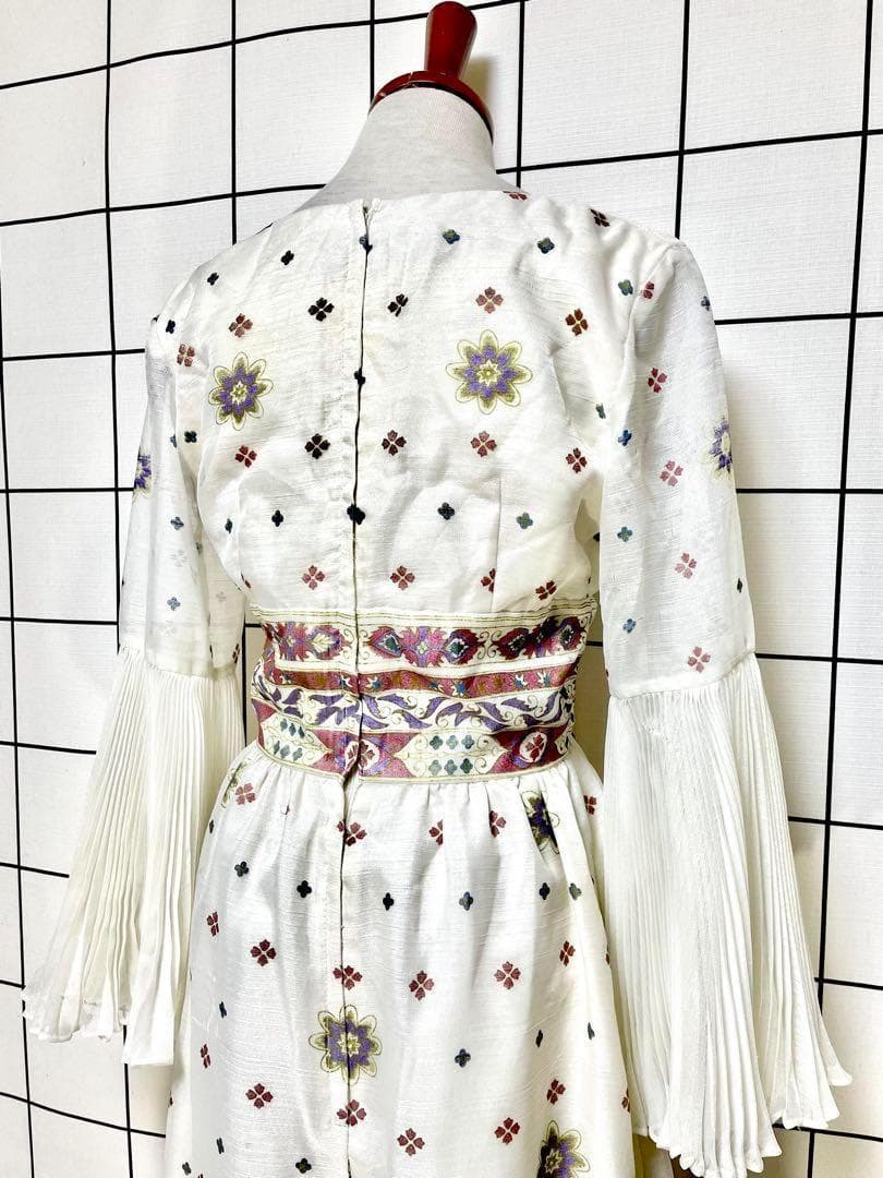 vintageヴィンテージロングドレスプリーツマキシ丈衣装レトロUSA海外古着