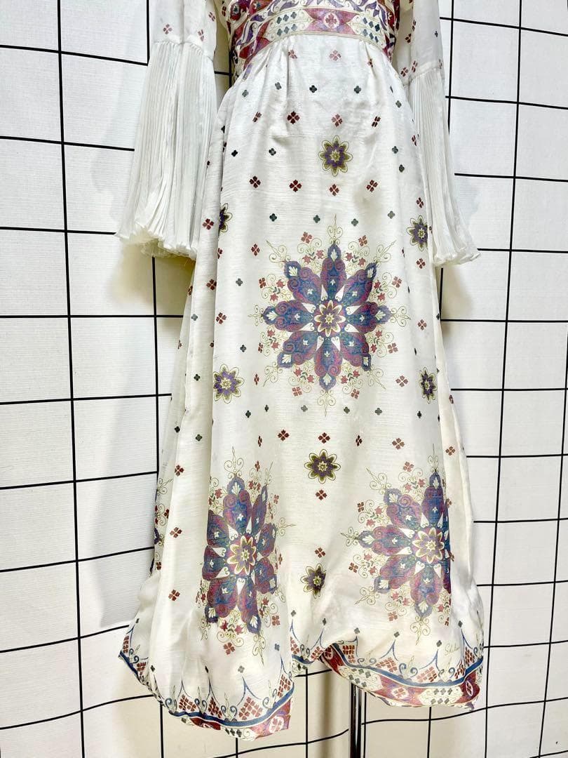 vintageヴィンテージロングドレスプリーツマキシ丈衣装レトロUSA海外古着