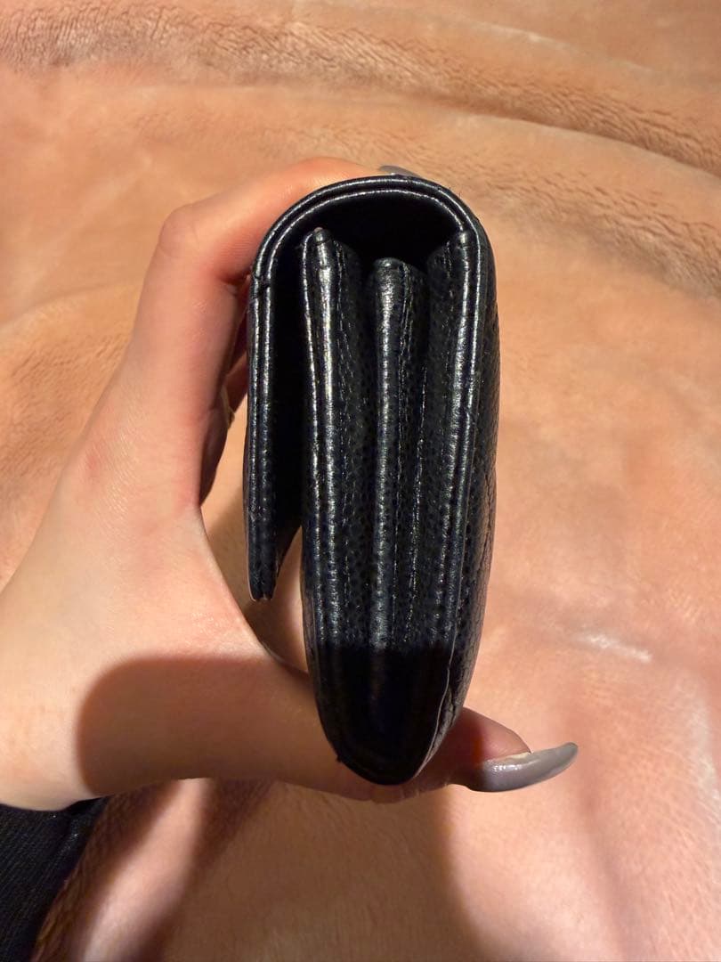 CHANEL キルティング ブラックレザー長財布