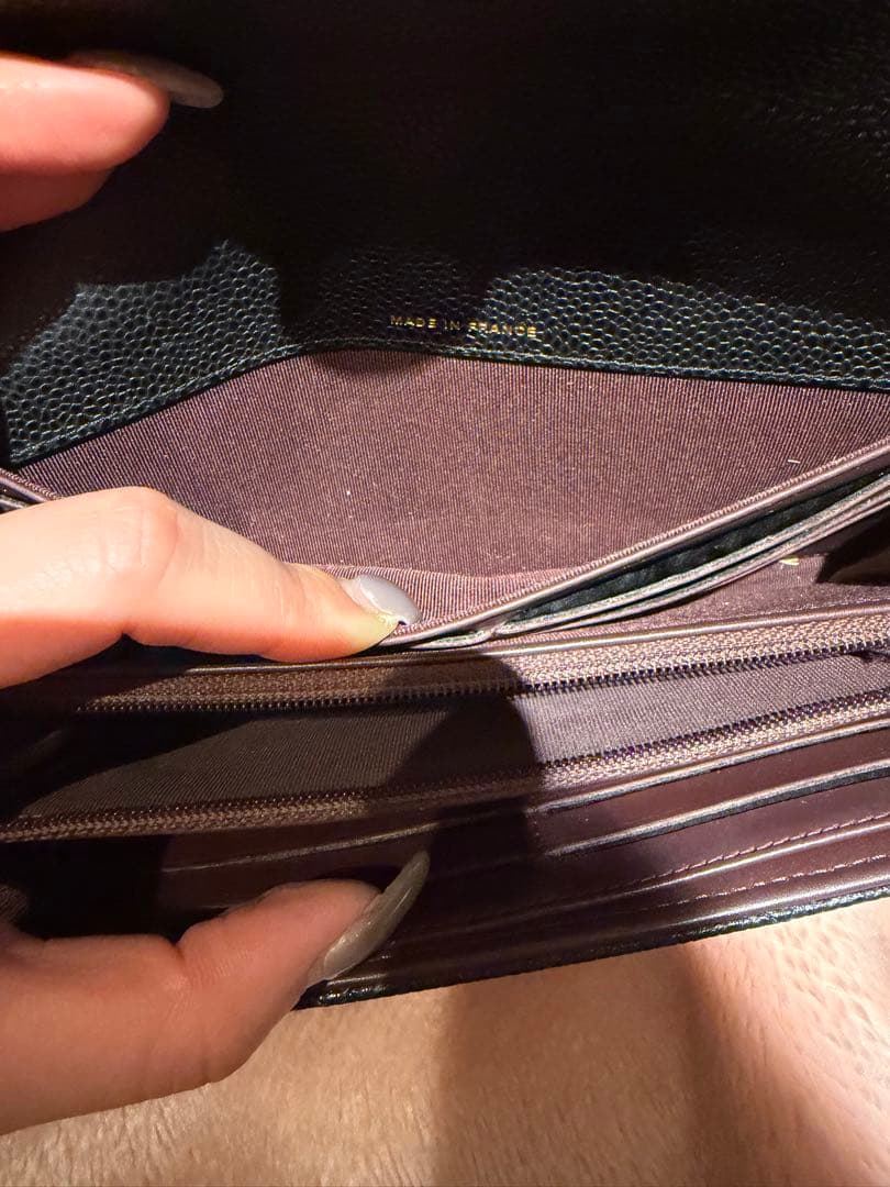 CHANEL キルティング ブラックレザー長財布