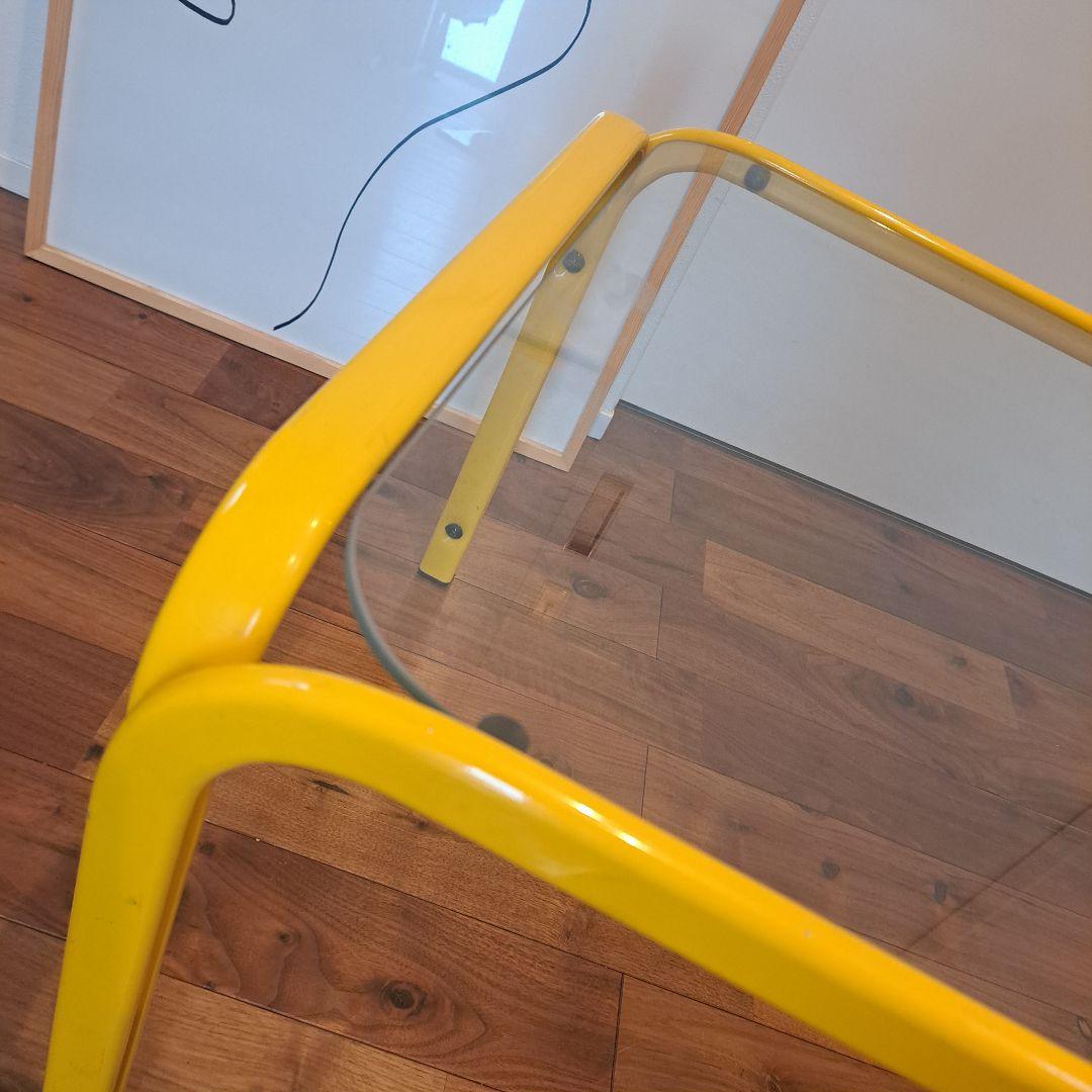 アイアンフレーム ローテーブル ガラストップ レトロポップ ポストモダン