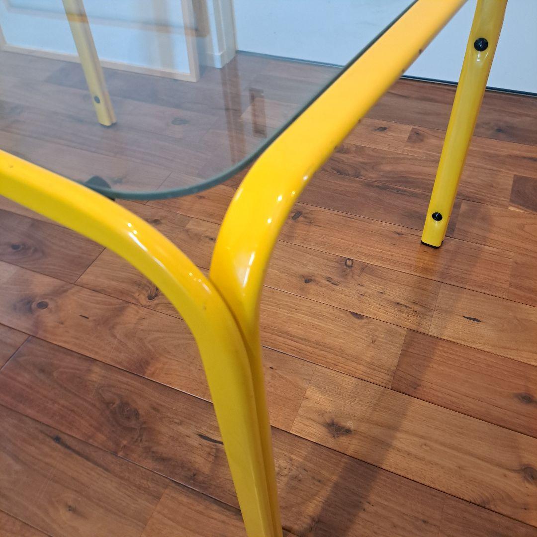 アイアンフレーム ローテーブル ガラストップ レトロポップ ポストモダン