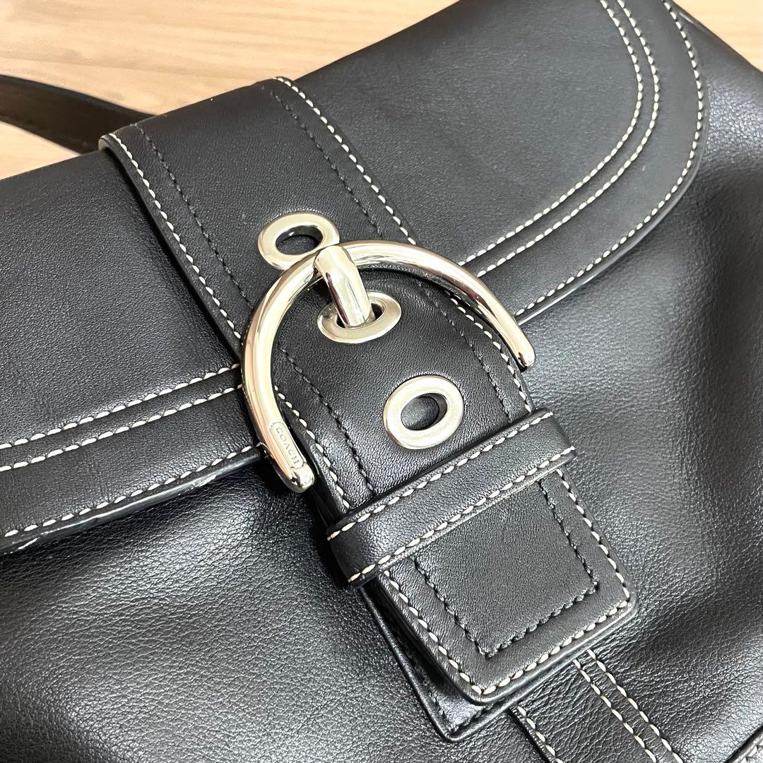 美品/COACH コーチ　ワンショルダーバッグ　ソーホー　ブラック　レザー