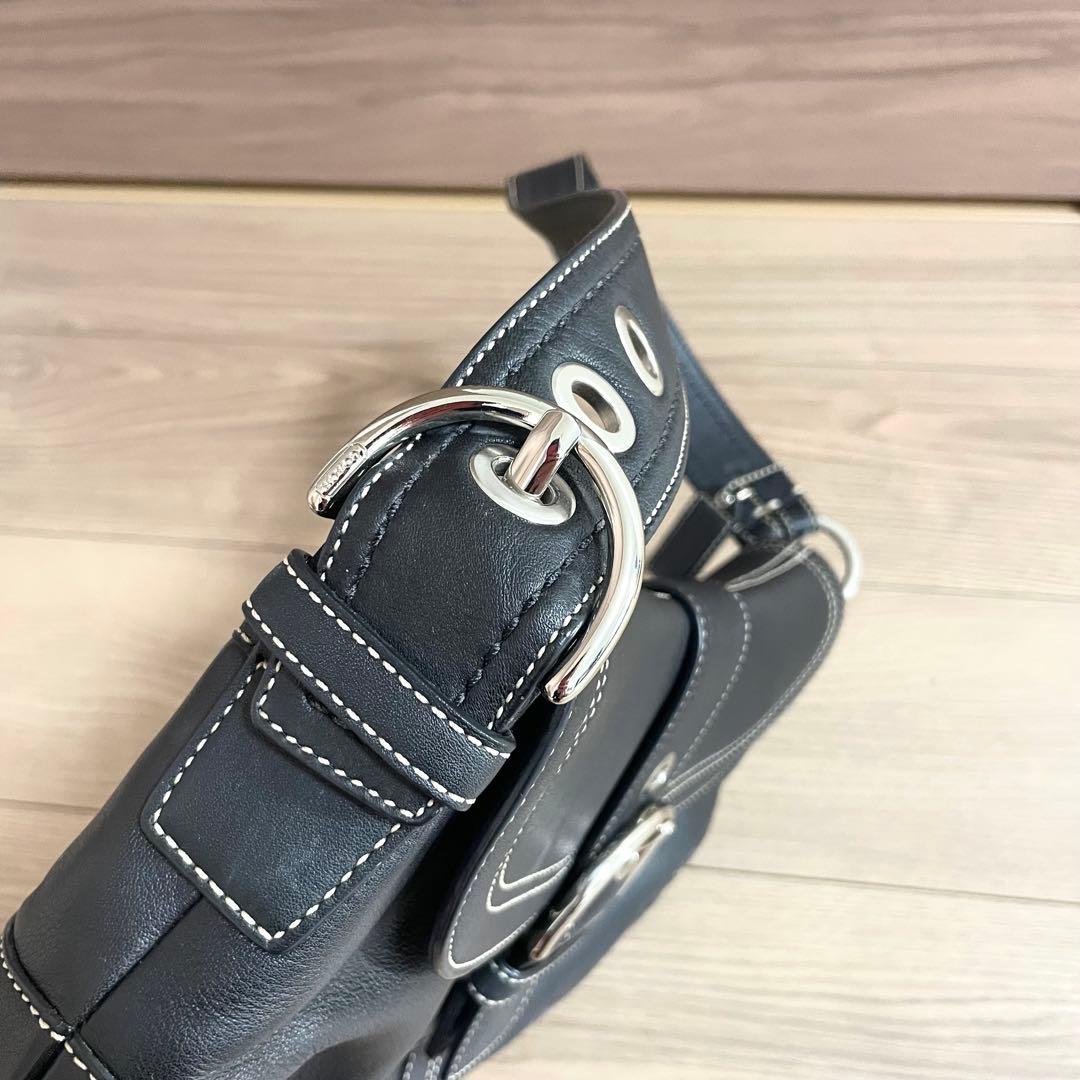 美品/COACH コーチ　ワンショルダーバッグ　ソーホー　ブラック　レザー