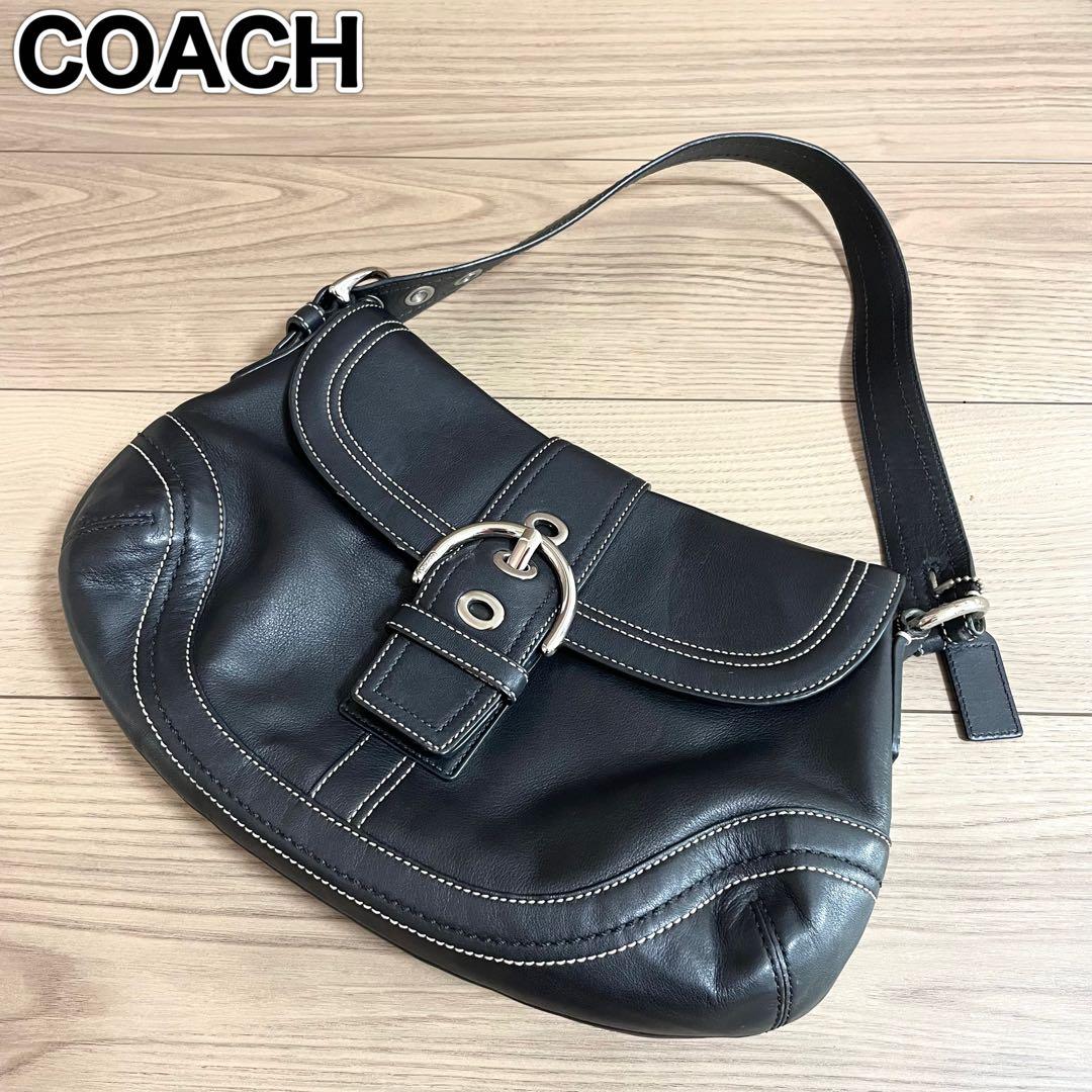 美品/COACH コーチ　ワンショルダーバッグ　ソーホー　ブラック　レザー