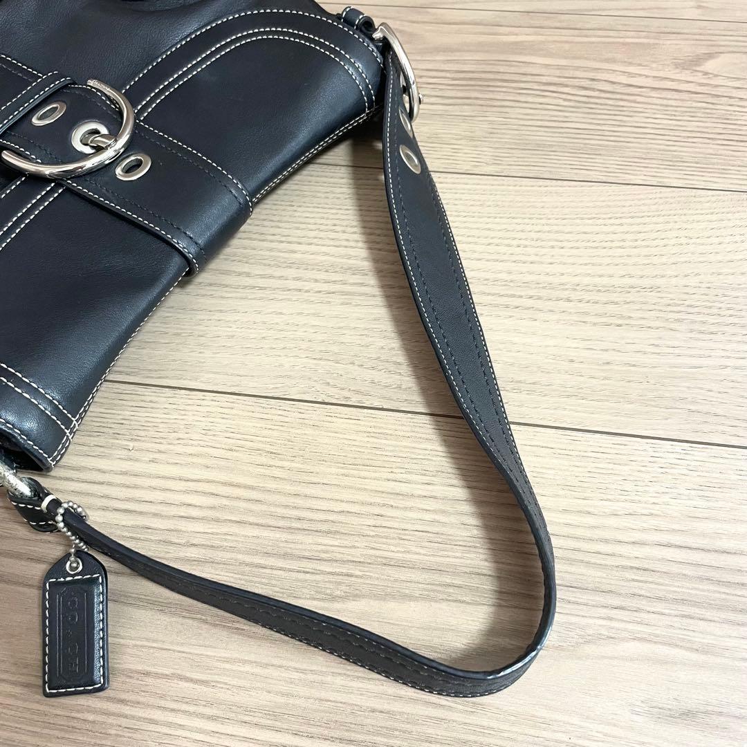 美品/COACH コーチ　ワンショルダーバッグ　ソーホー　ブラック　レザー