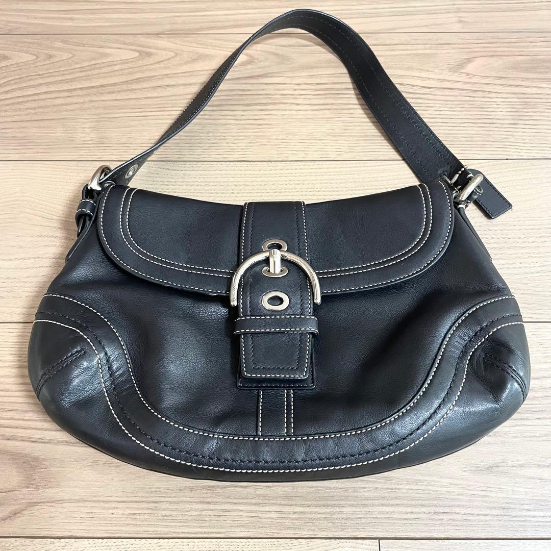 美品/COACH コーチ　ワンショルダーバッグ　ソーホー　ブラック　レザー