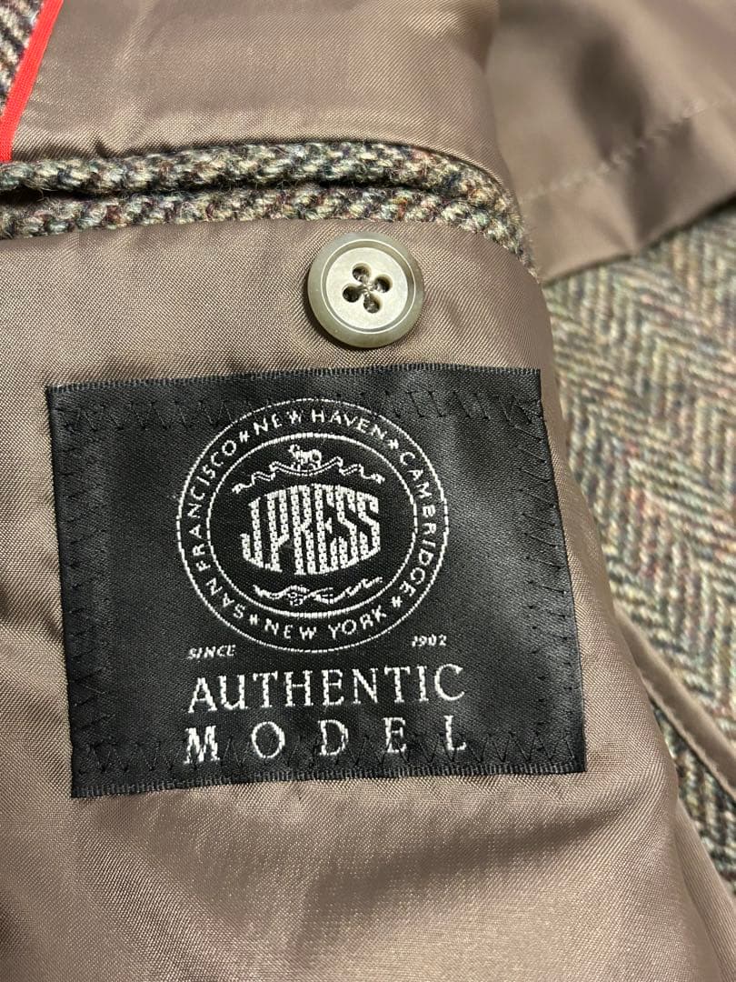 J.PRESSブラウン　ヘリンボーン柄のツイード織　ジャケット