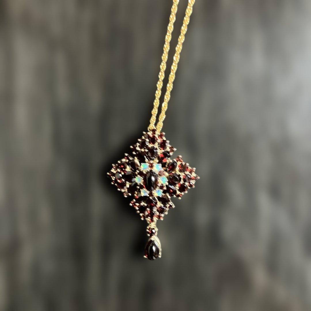 碌山　ROKUZAN ロクザン　ガーネット　ペンダント　ネックレス　ブローチ