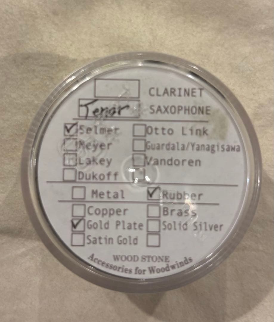 テナーサックスリガチャー　wood stone gold plate