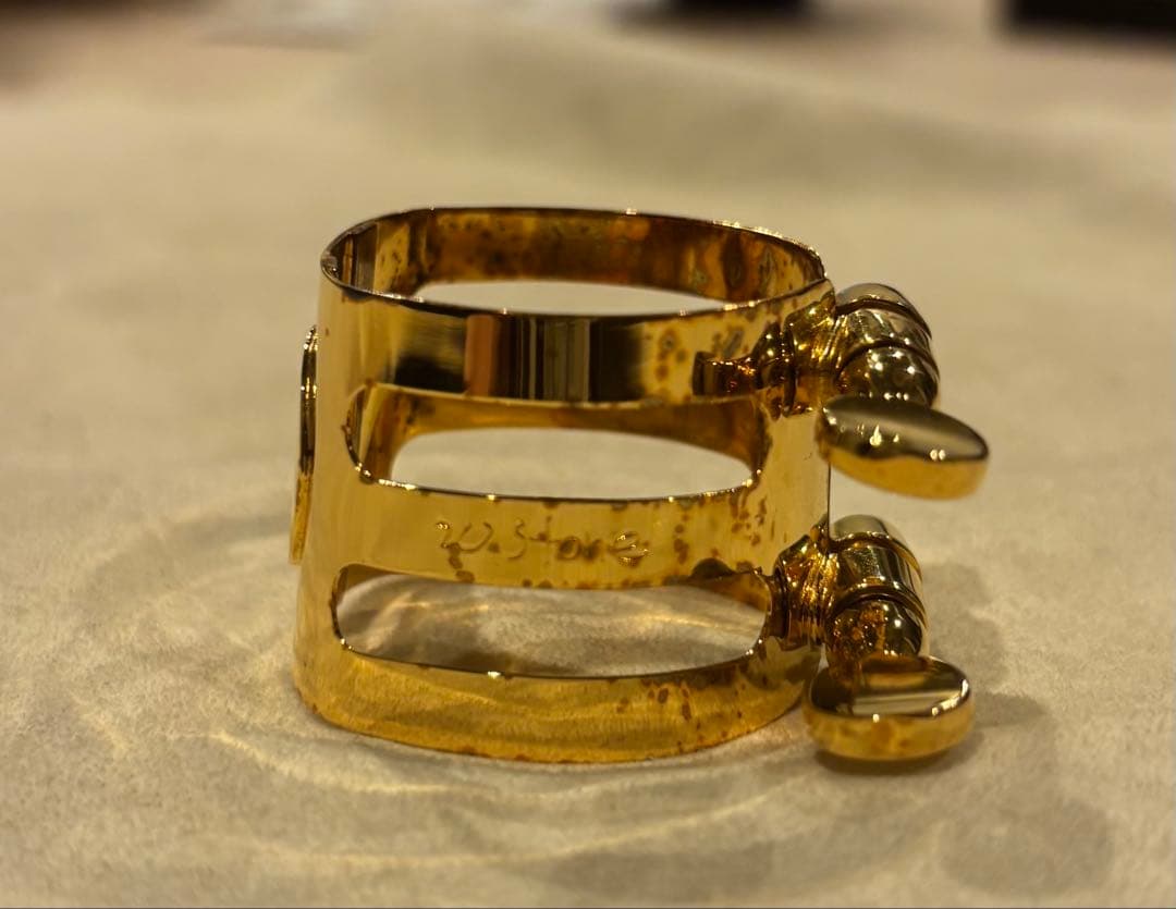 テナーサックスリガチャー　wood stone gold plate