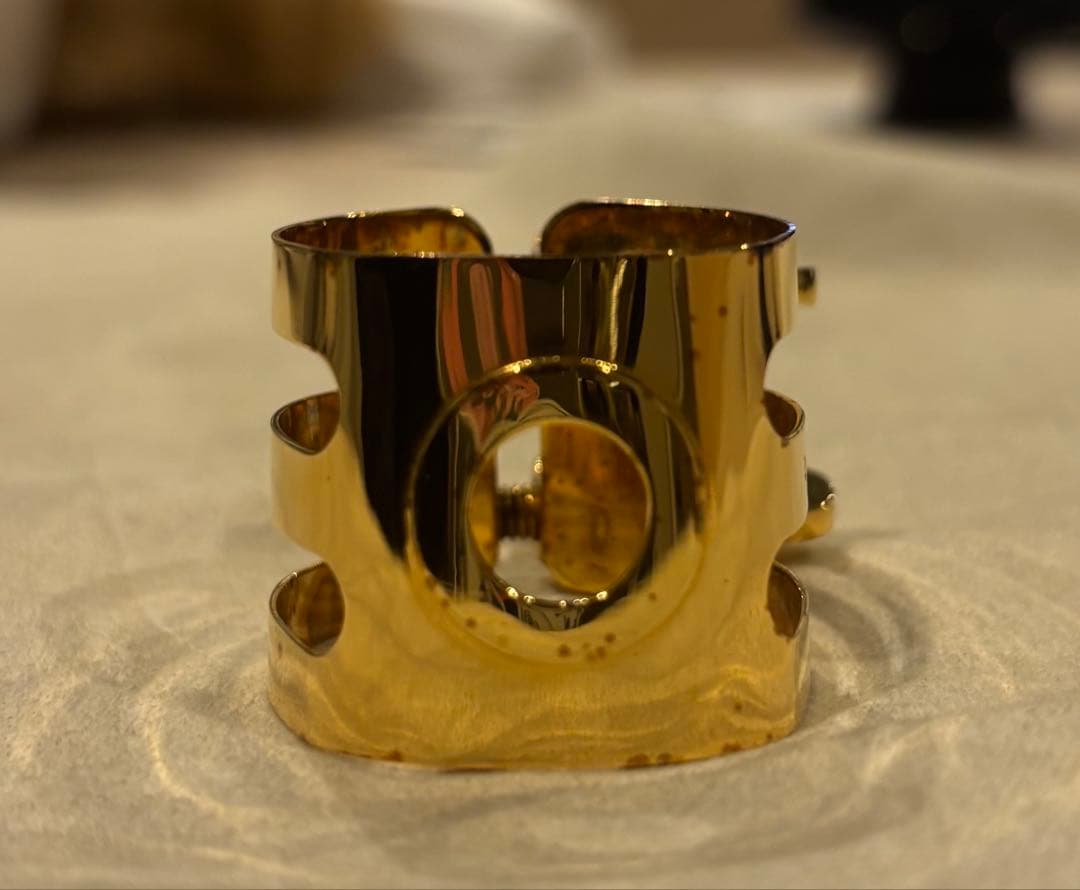 テナーサックスリガチャー　wood stone gold plate