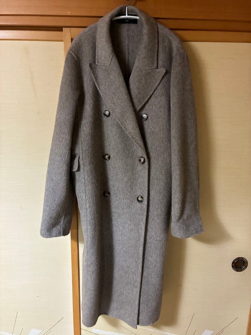 アンゴラ混ウールロングウールコート
