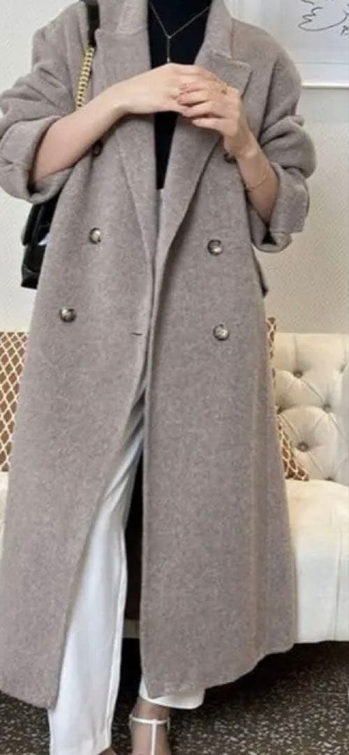 アンゴラ混ウールロングウールコート