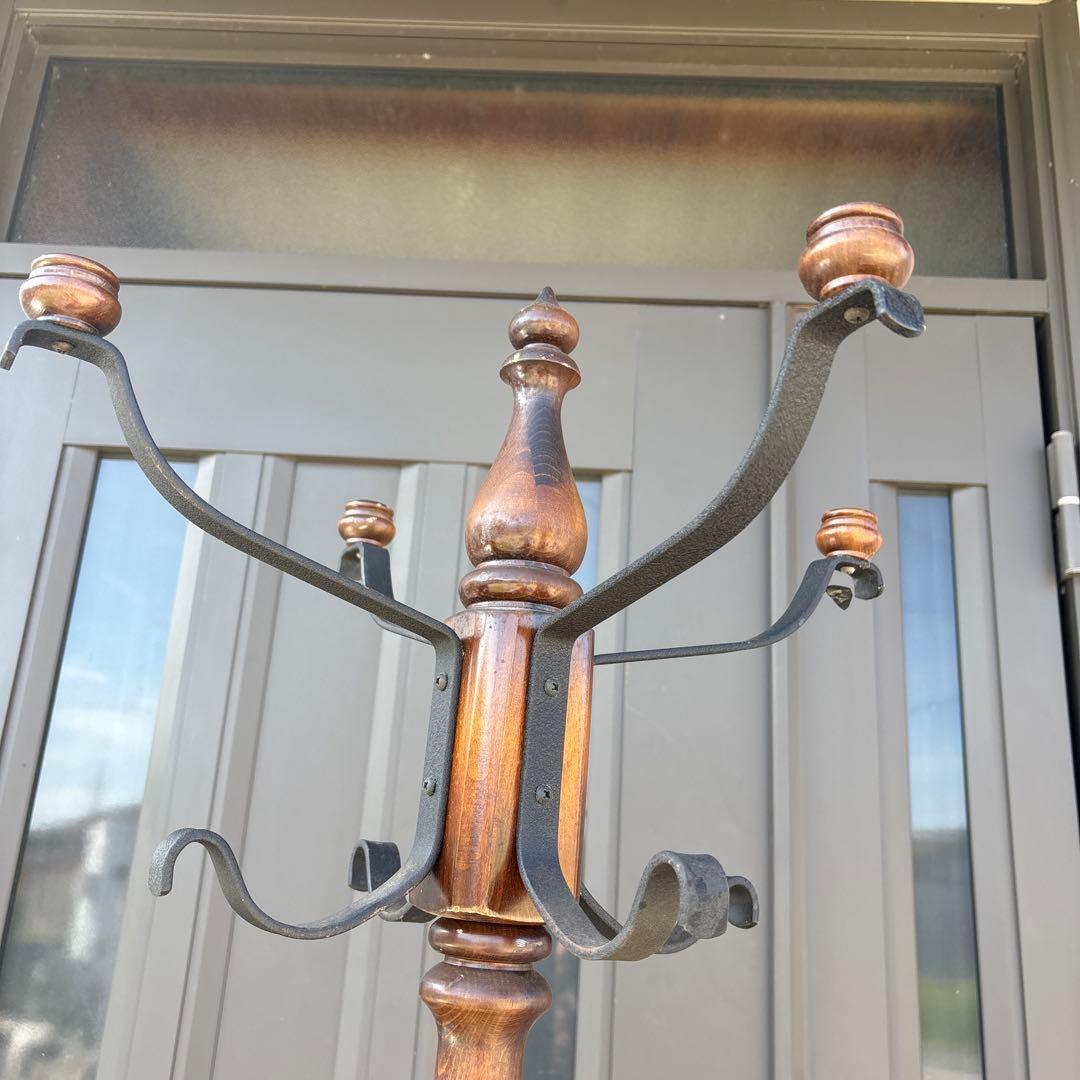 カリモク　アンティーク　木製コートハンガー