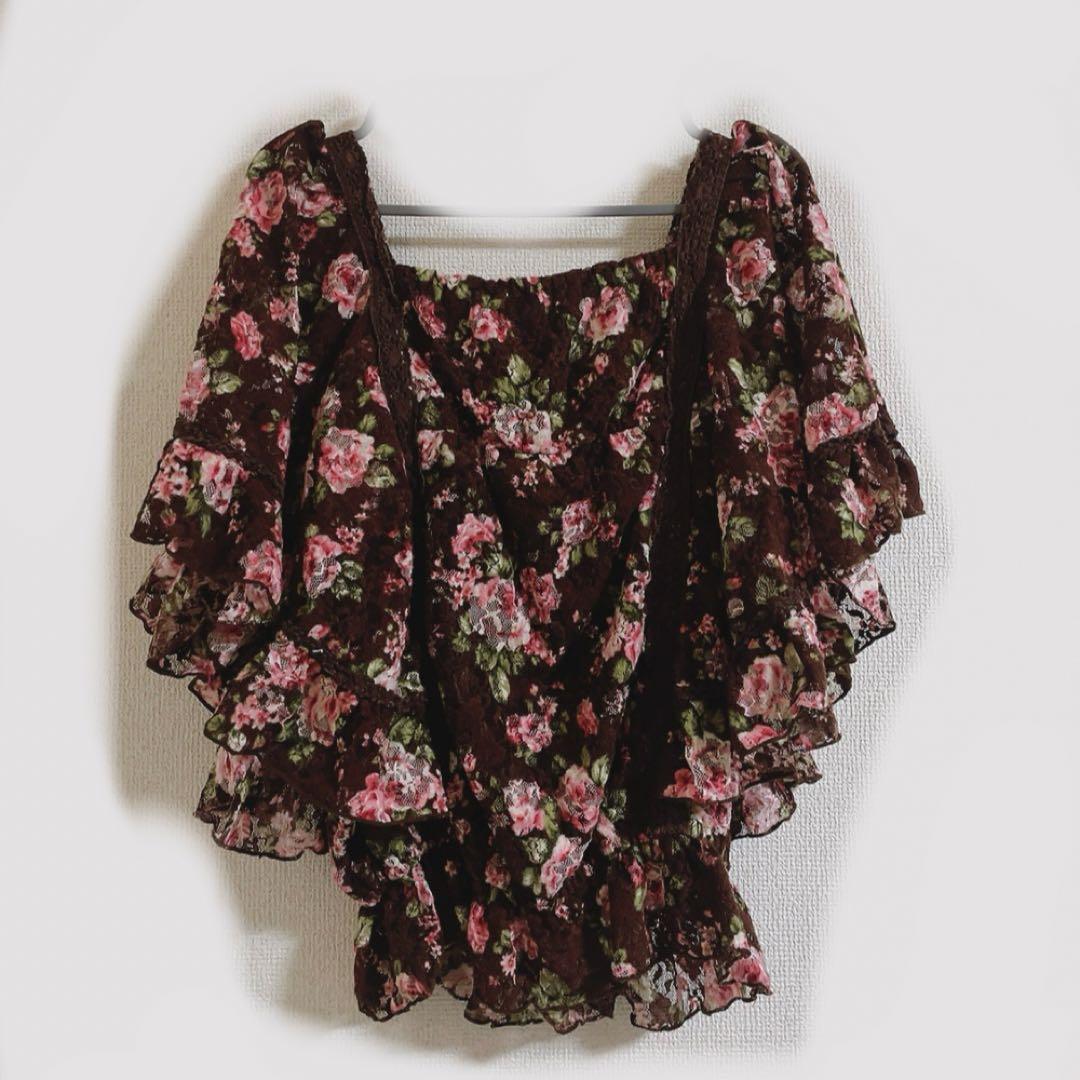 LIZLISA リズリサ 花柄 リボンレース チュニック 薔薇柄 平成はy2k